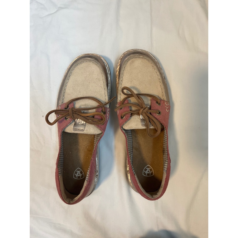 Ariat Womens Boat Shoes 7.5 B Gold Metallic Casual Comfort Slip On Loafers